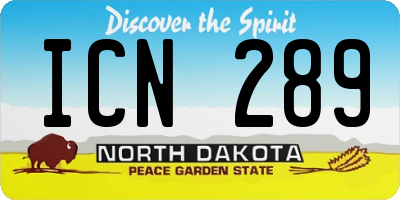 ND license plate ICN289