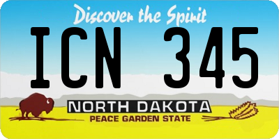 ND license plate ICN345