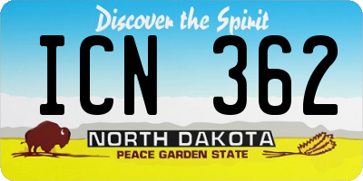 ND license plate ICN362