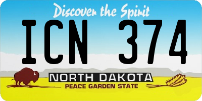 ND license plate ICN374