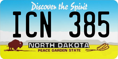 ND license plate ICN385