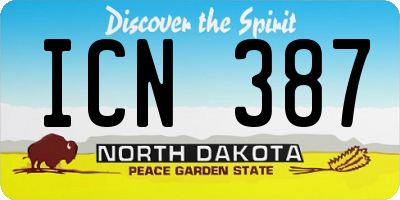 ND license plate ICN387