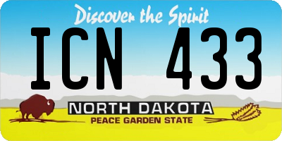 ND license plate ICN433