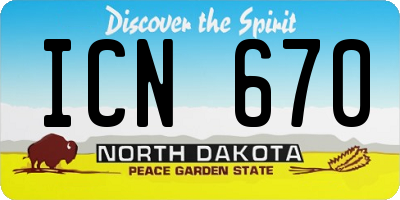 ND license plate ICN670