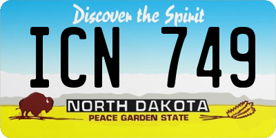 ND license plate ICN749