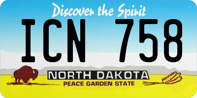 ND license plate ICN758