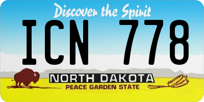 ND license plate ICN778