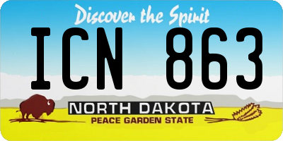 ND license plate ICN863