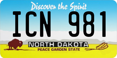ND license plate ICN981