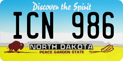 ND license plate ICN986