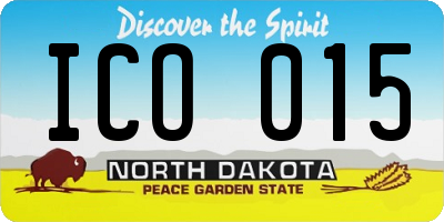 ND license plate ICO015