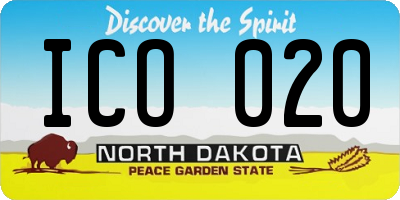 ND license plate ICO020