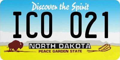 ND license plate ICO021