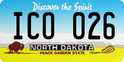 ND license plate ICO026