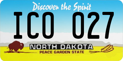 ND license plate ICO027