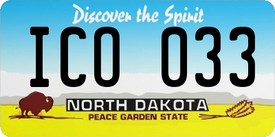 ND license plate ICO033