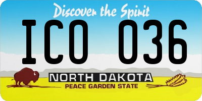 ND license plate ICO036