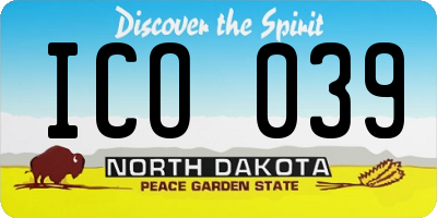 ND license plate ICO039