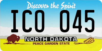ND license plate ICO045