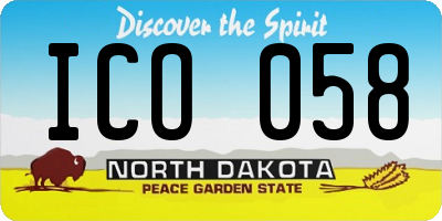 ND license plate ICO058
