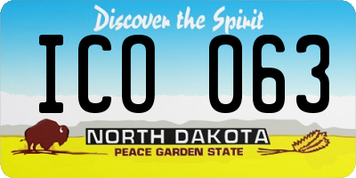 ND license plate ICO063
