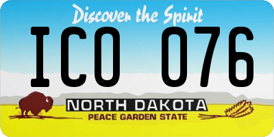ND license plate ICO076