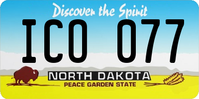 ND license plate ICO077