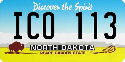 ND license plate ICO113