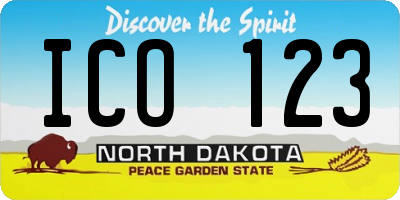 ND license plate ICO123