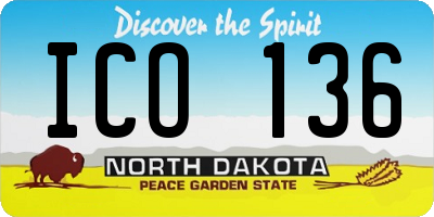 ND license plate ICO136