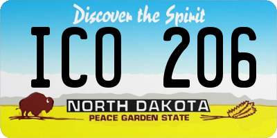ND license plate ICO206
