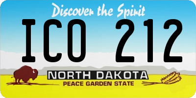 ND license plate ICO212