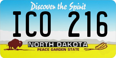 ND license plate ICO216