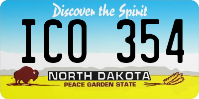 ND license plate ICO354