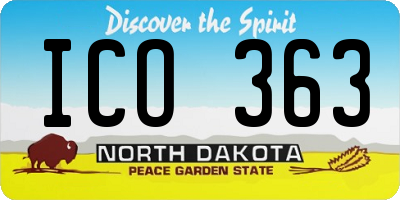 ND license plate ICO363