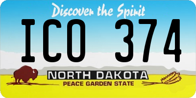 ND license plate ICO374