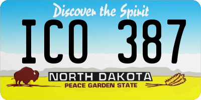 ND license plate ICO387