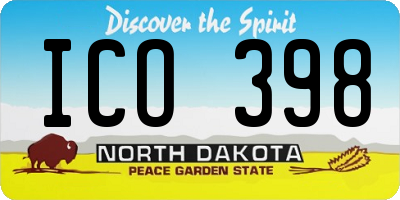 ND license plate ICO398