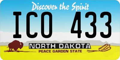 ND license plate ICO433