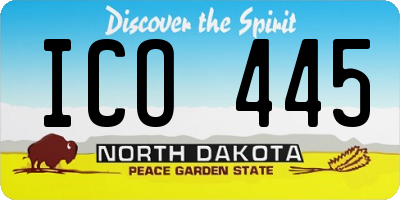 ND license plate ICO445