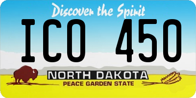 ND license plate ICO450