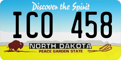 ND license plate ICO458