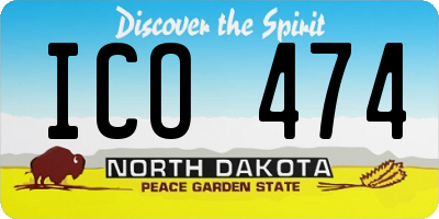 ND license plate ICO474