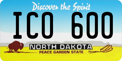 ND license plate ICO600