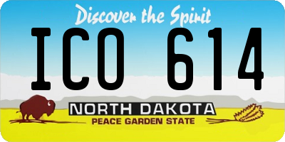 ND license plate ICO614