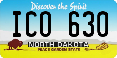 ND license plate ICO630