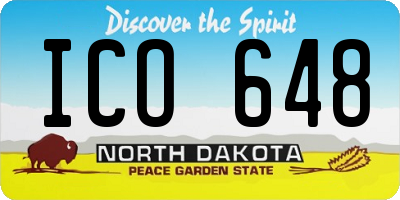 ND license plate ICO648