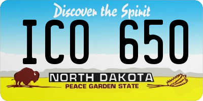 ND license plate ICO650