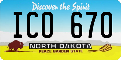ND license plate ICO670