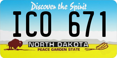ND license plate ICO671